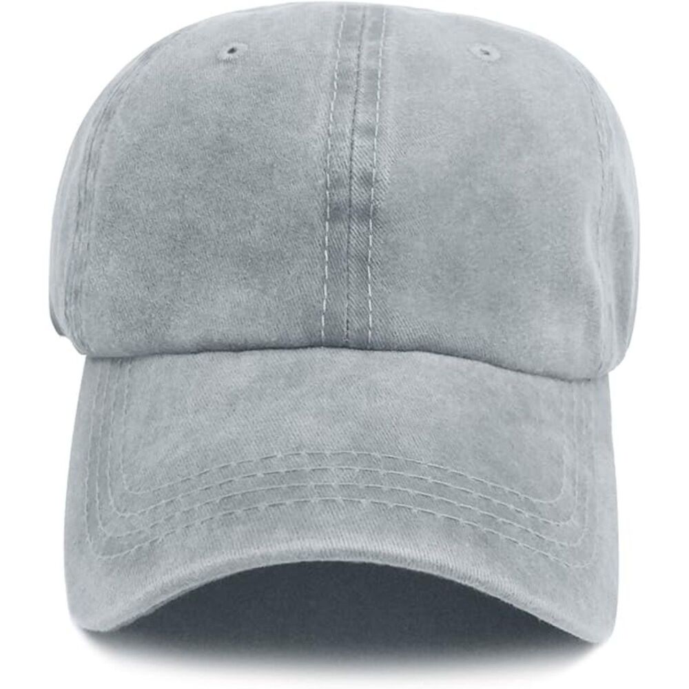 Unisex Gray Washed Dyed 100% Cotton Adjustable Buckle Classic Baseball Dad Hat - Picture 3 of 3